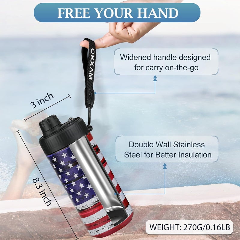 Max&So Sealed Can Cooler Fizz Lid Can Cover for 12 oz Regular, Slim Skinny Cans & As Thermal Bottle, 4-in-1 Insulated Vacuum Stainless Steel Carbonated Cold Drink Holder -America Flag - Image 2